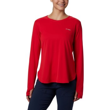 Columbia PFG Zero Long Sleeve, Sudaderas Rojos Para Mujer | 925041-ZLE